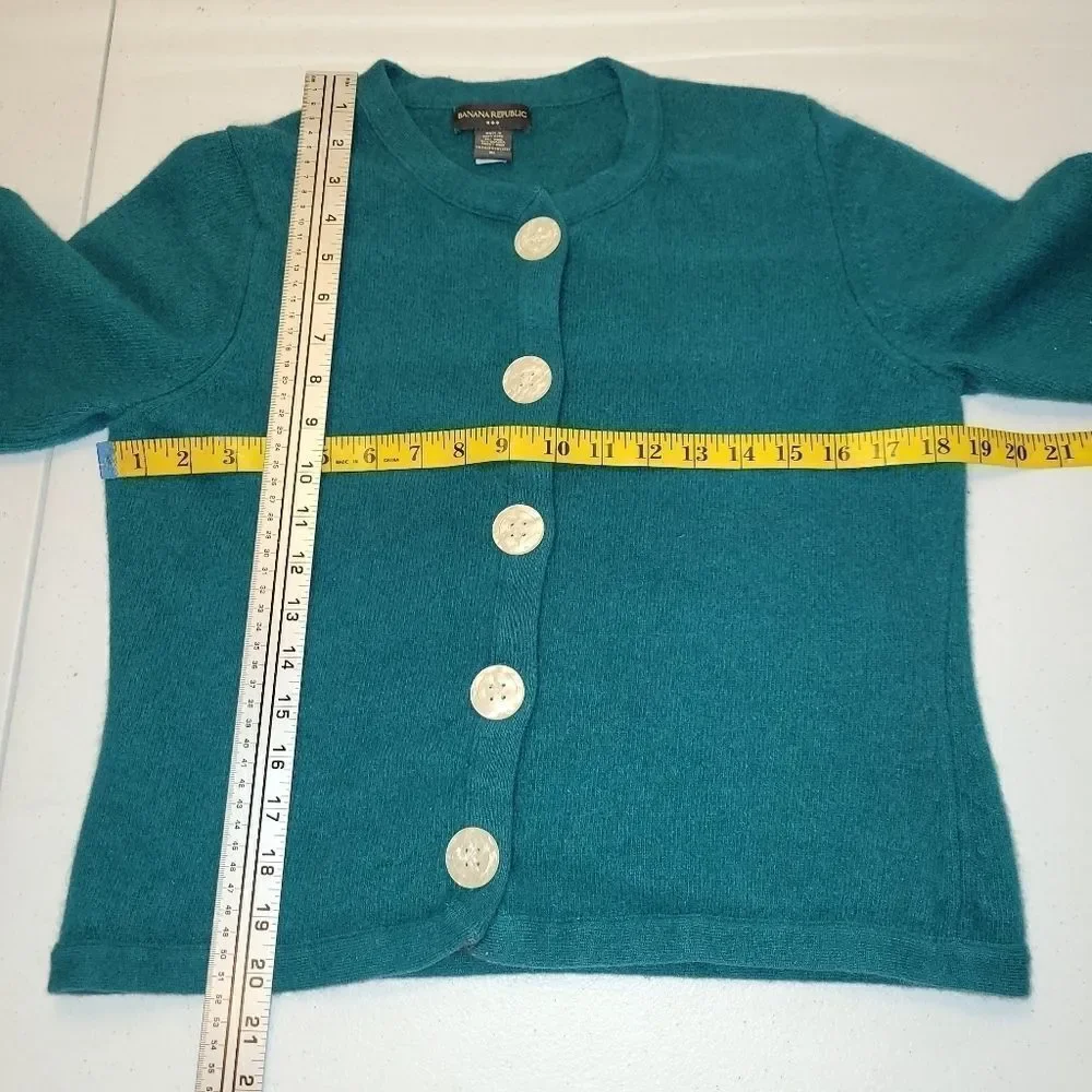 Banana Republic Angora Wool Teal Cardigan - Picture 4 of 10